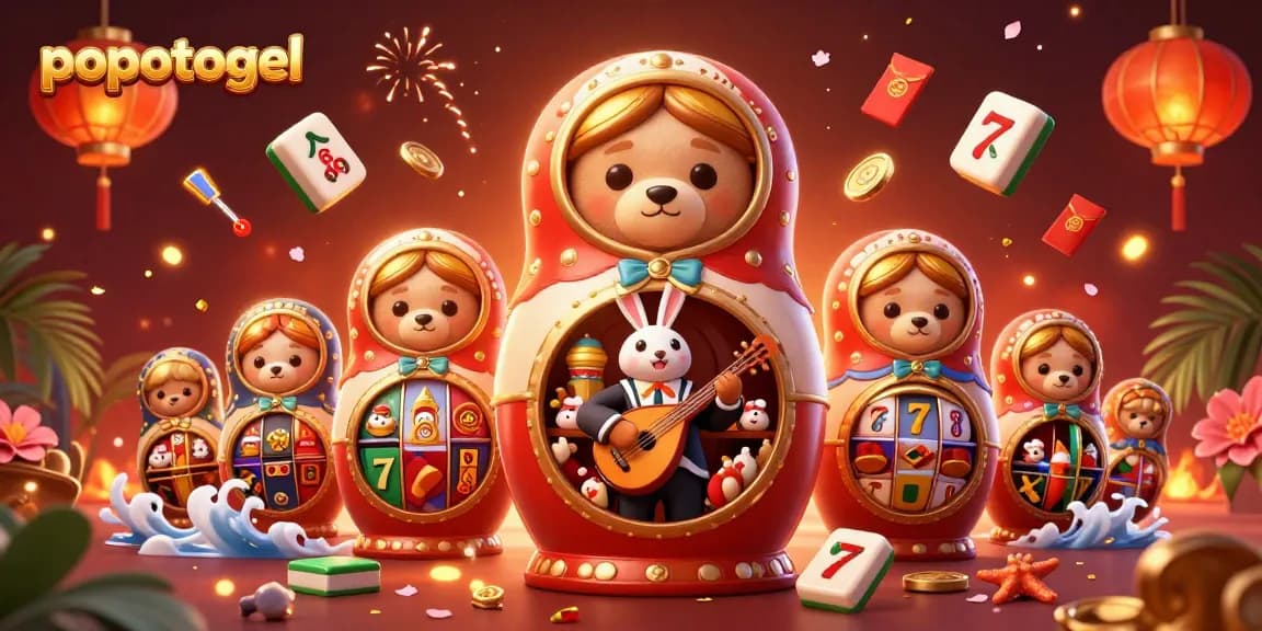 Experience lively popotogel action with bears in dealer outfits and vibrant gaming elements.