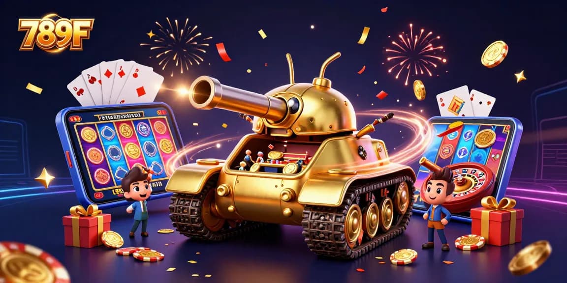 Engage in winning strategies at 789F with a colorful casino scene featuring dynamic gaming elements.
