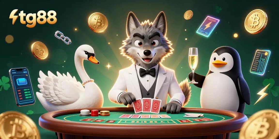 Engage with tg88's thrilling baccarat experience featuring animated characters and vibrant casino elements.