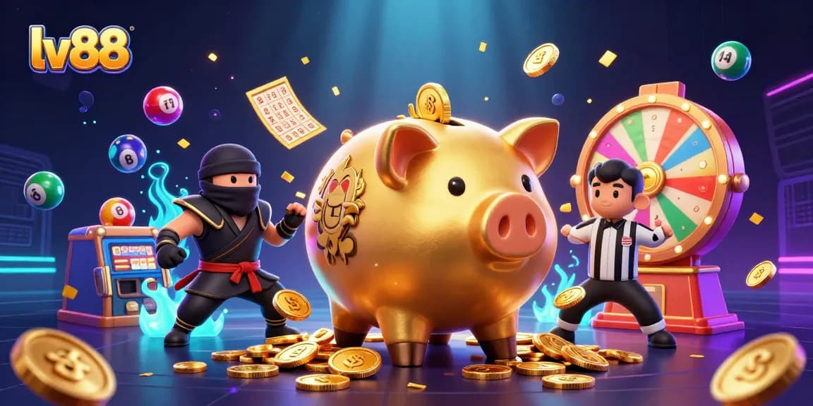 Engage with exciting lv88 gaming features and vibrant elements in an energetic casino scene.