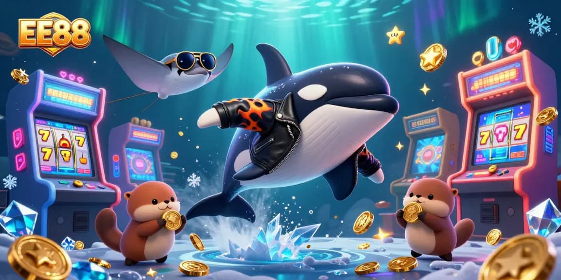 Join the EE88 adventure with a vibrant underwater casino world featuring colorful characters and games.