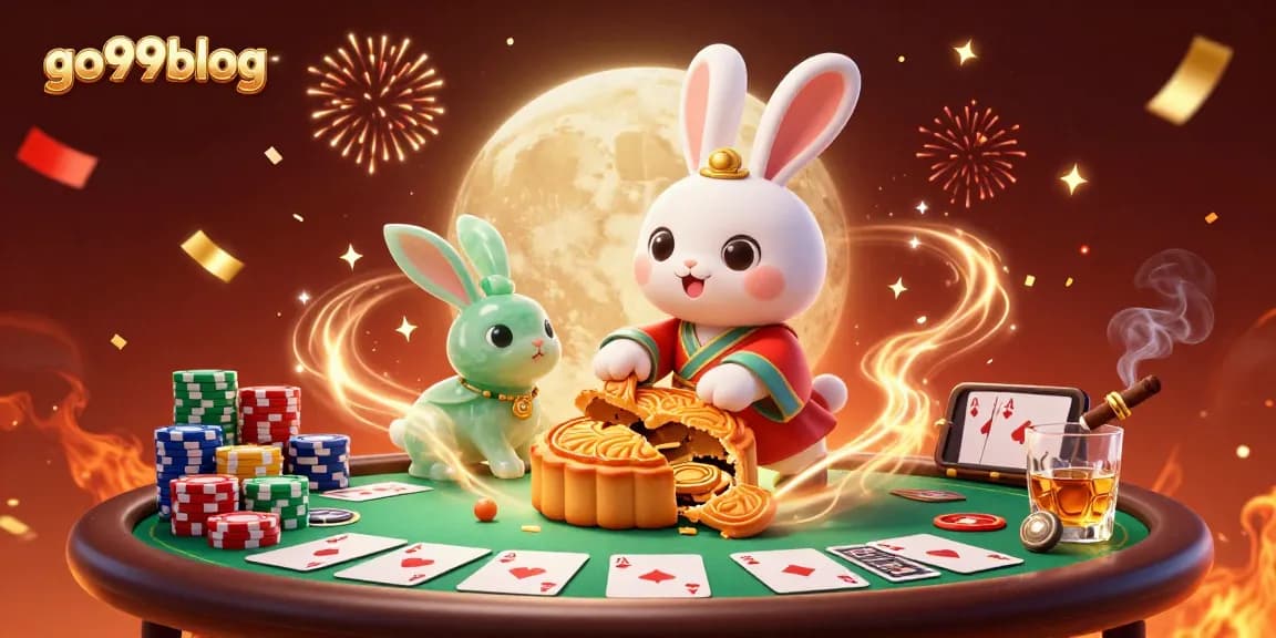 Experience dynamic gaming with go99blog's moon rabbit themed poker illustration.