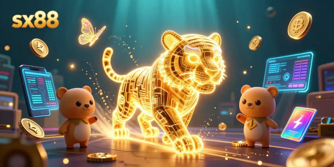 Engage in the thrilling world of sx88 casino with neon energy and crypto elements.