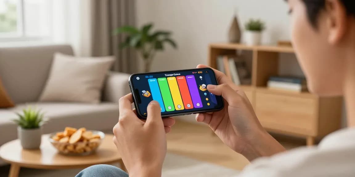 Tiranga Game Login interface shown on a smartphone in a cozy living room.