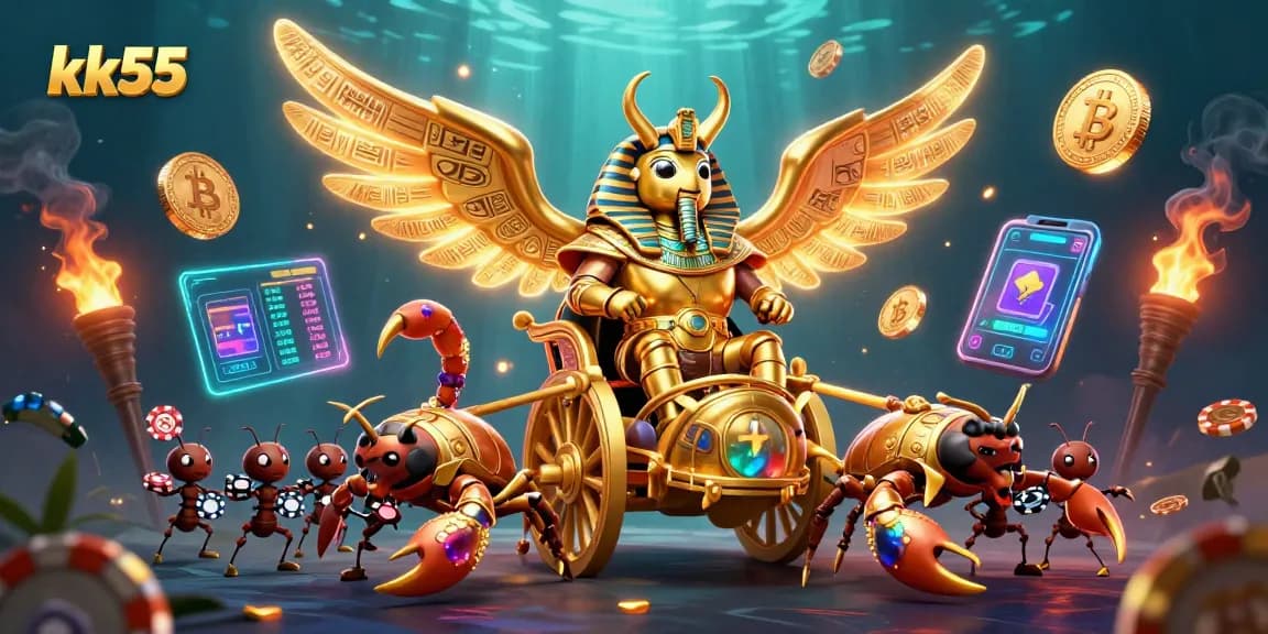 The kk55 platform offers thrilling gaming experiences with golden beetles and vibrant casino themes in action.