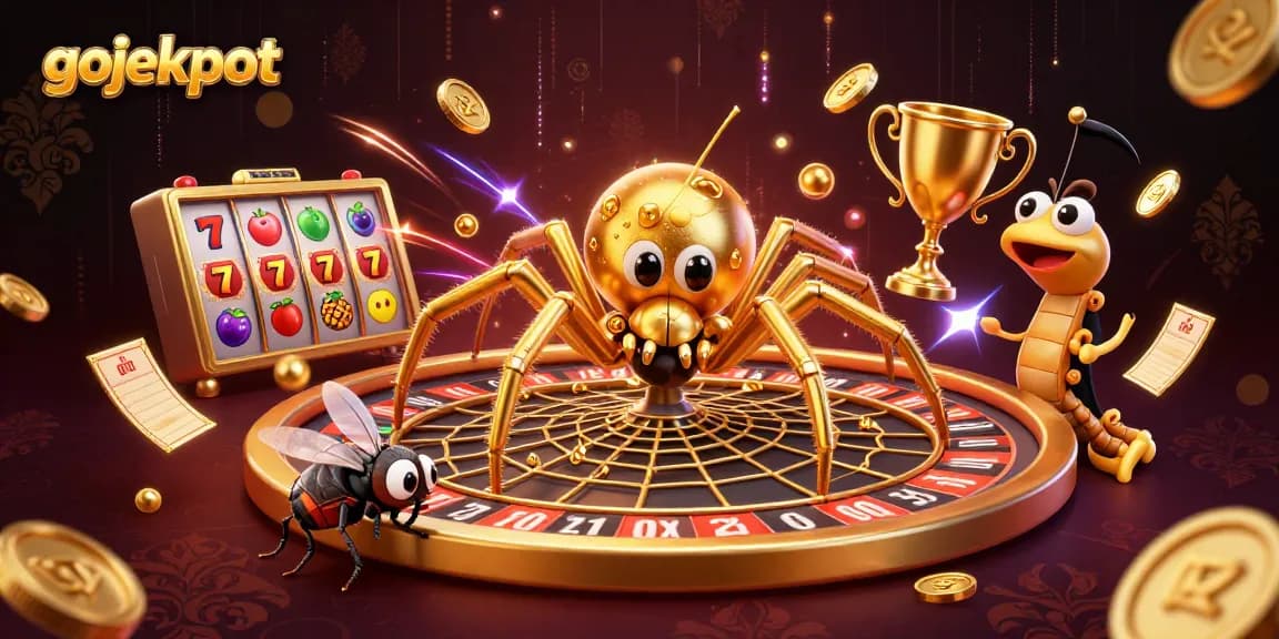 Spin your luck with gojekpot-inspired slot games featuring a dynamic roulette scene.