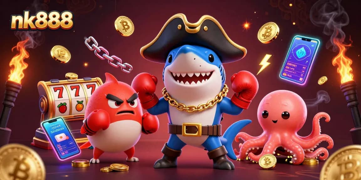 Engage with nk888 as the pirate shark, pufferfish, and octopus delve into a vibrant casino adventure.