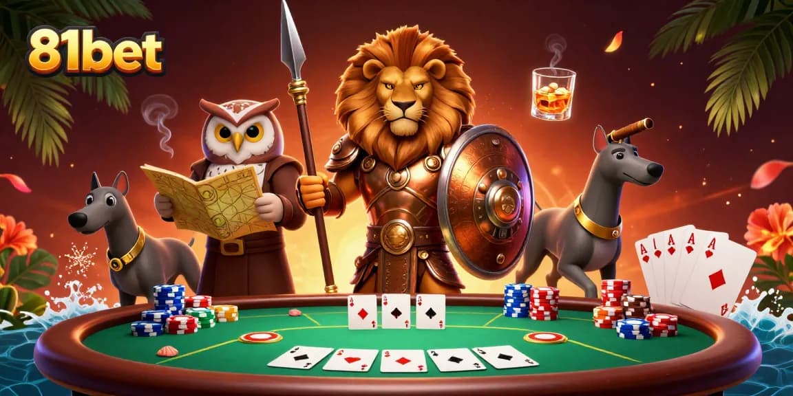 Experience thrilling action at 81bet with a lively poker scene featuring heroic characters and vibrant game elements.