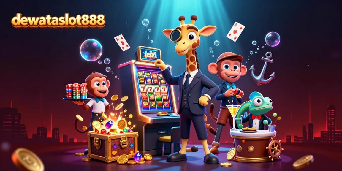 Mainkan slot gacor di dewataslot888 bersama hirola, valet monyet, dan bartender chameleon.