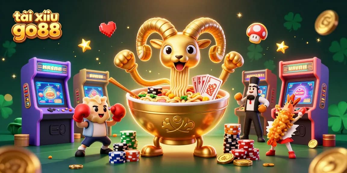 Play tài xỉu go88 with the vibrant characters and casino elements in this vivid illustration.