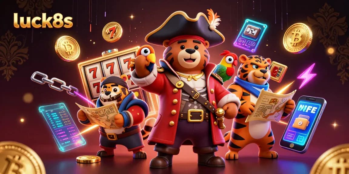 Engage with luck8s at a vibrant online casino featuring whimsical characters, slot games, and cryptocurrencies.