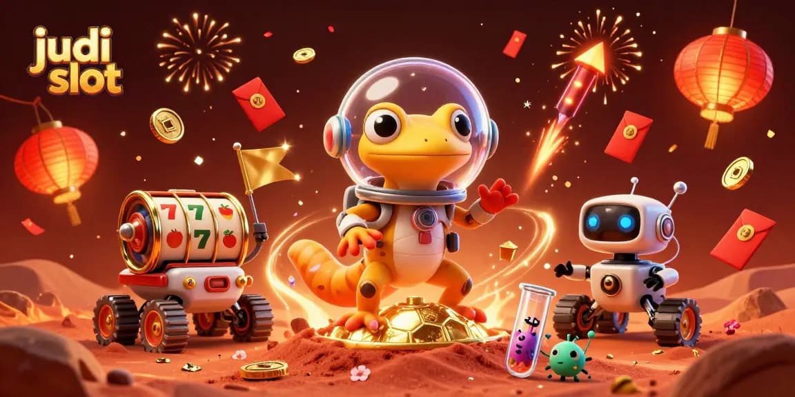 Judi slot yang menyenangkan dengan Martian gecko menemukan kasino emas di Mars.