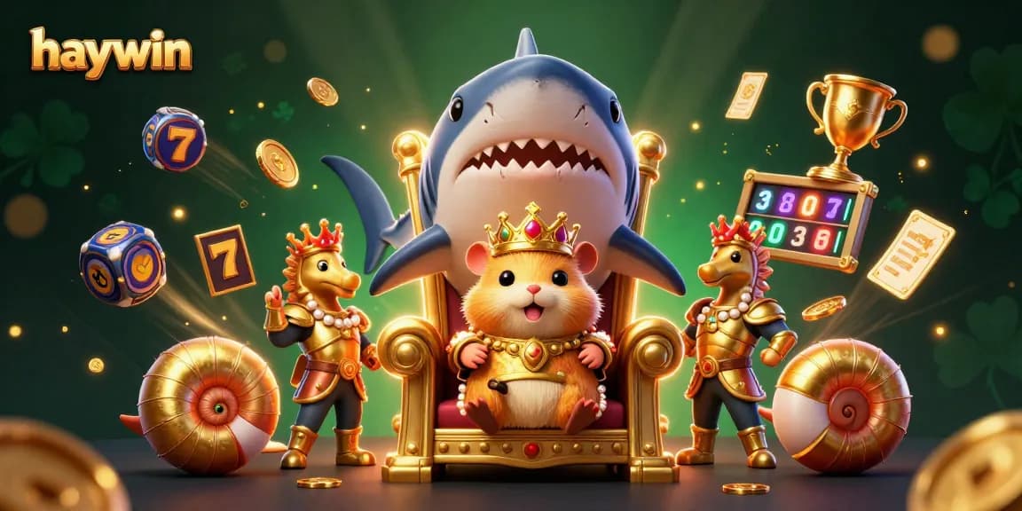 Win big at Haywin with the fierce golden hamster king surrounded by thrilling slot adventures.