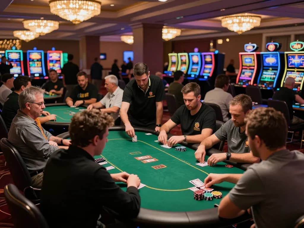 Staubbindematte für Produktionsbereiche enhances cleanliness while players strategize at poker tables