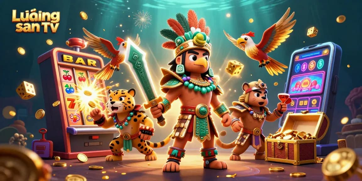 Lương sơn TV features a vibrant 3D scene with casino elements and engaging characters showcasing thrilling online gambling action.