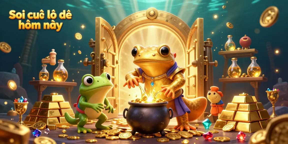 Soi cầu lô đề hôm nay, revealing golden coins and rewards through dynamic gambling allure.