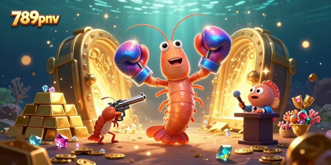 Engage with thrilling gameplay at 789pnv as shrimp heroes guard rich treasure in vibrant 3D action.