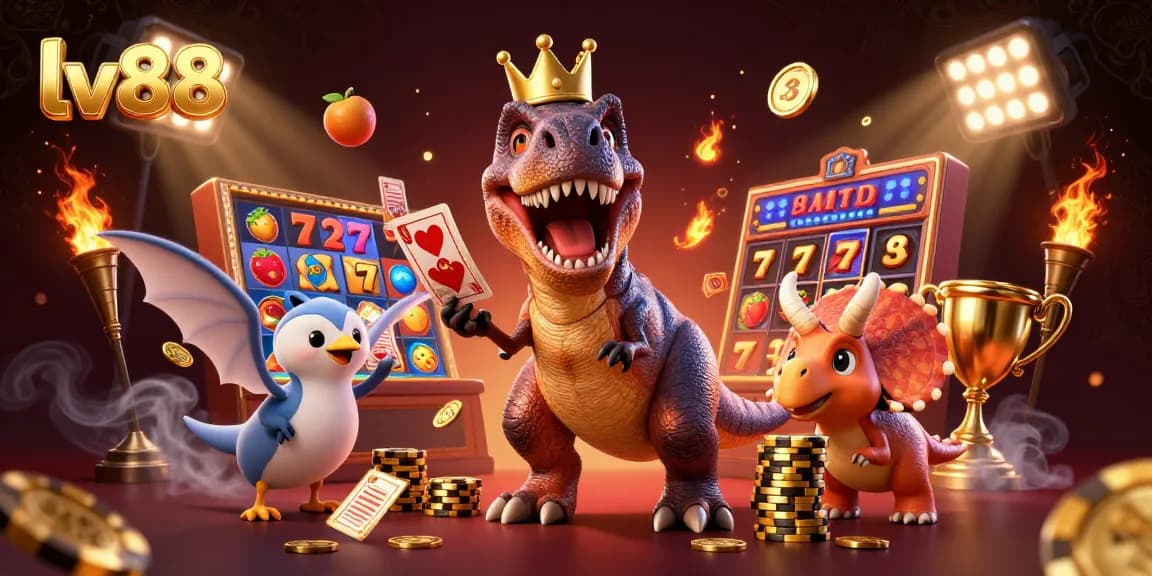 Engage in thrilling gameplay at lv88 with vibrant casino elements and dino characters!