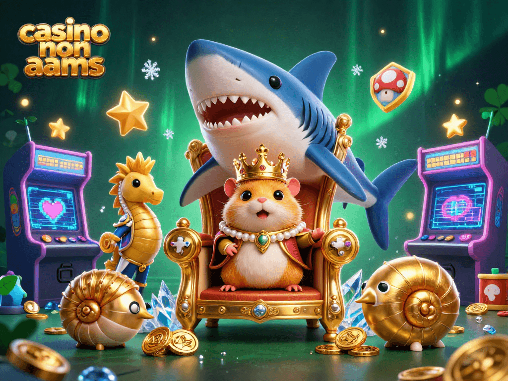 Vivi l'emozione del casino non aams con un re criceto dorato e guardie in un'illustrazione 3D.