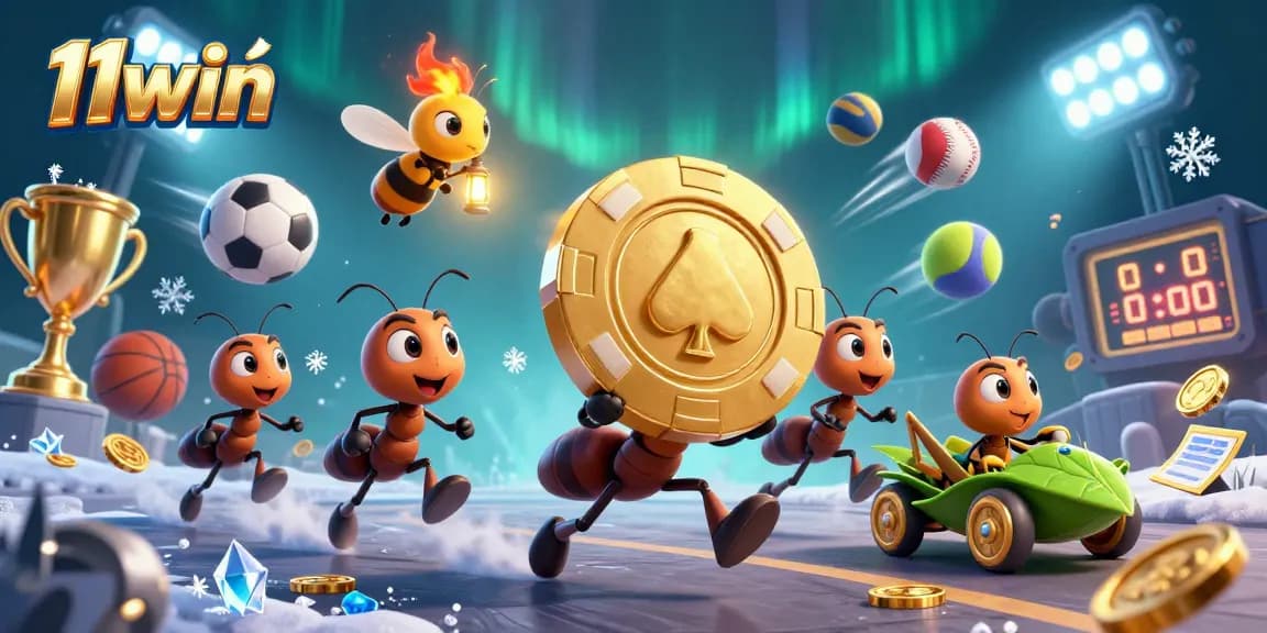 Experience thrilling action with 11win and cartoon ants in a dynamic casino heist.