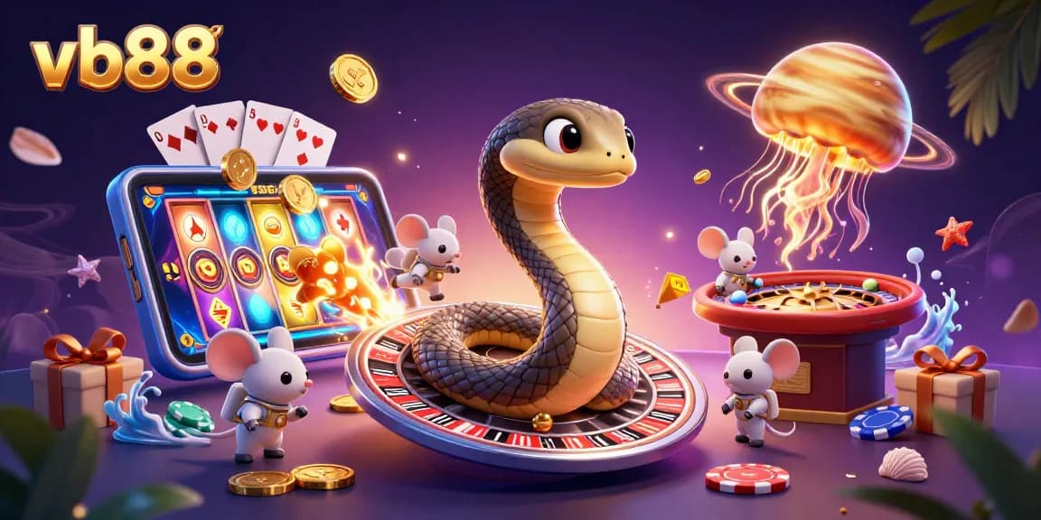 Experience fun with vb88 as astronaut mice bet on a cosmic roulette while enjoying engaging casino elements.