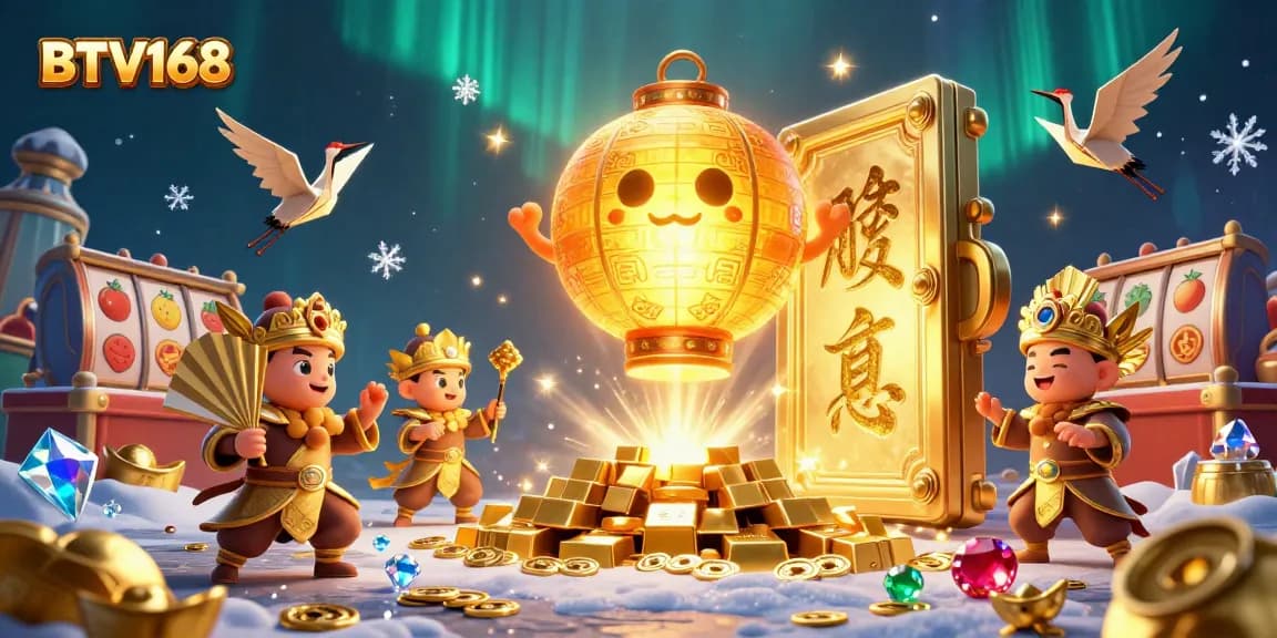 Engage in the BTV168 casino adventure with vibrant lantern spirits and a wealth of treasures.