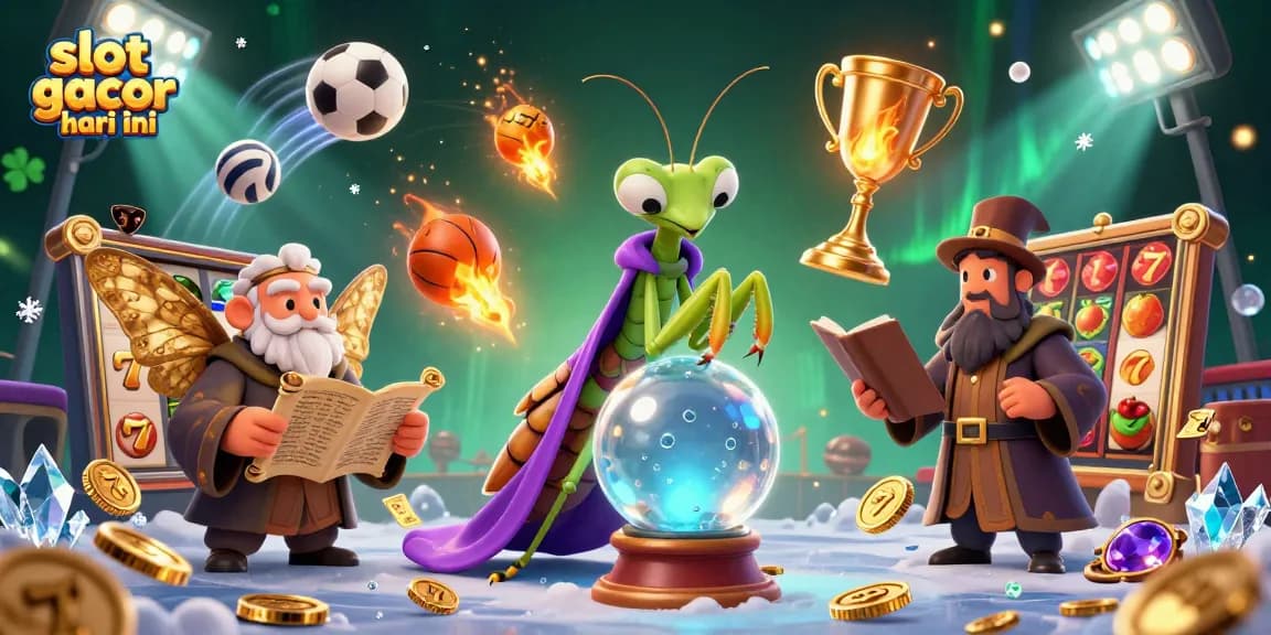 Engage with slot gacor hari ini through a vivid 3D casino scene showcasing fortune telling and dynamic gaming elements.