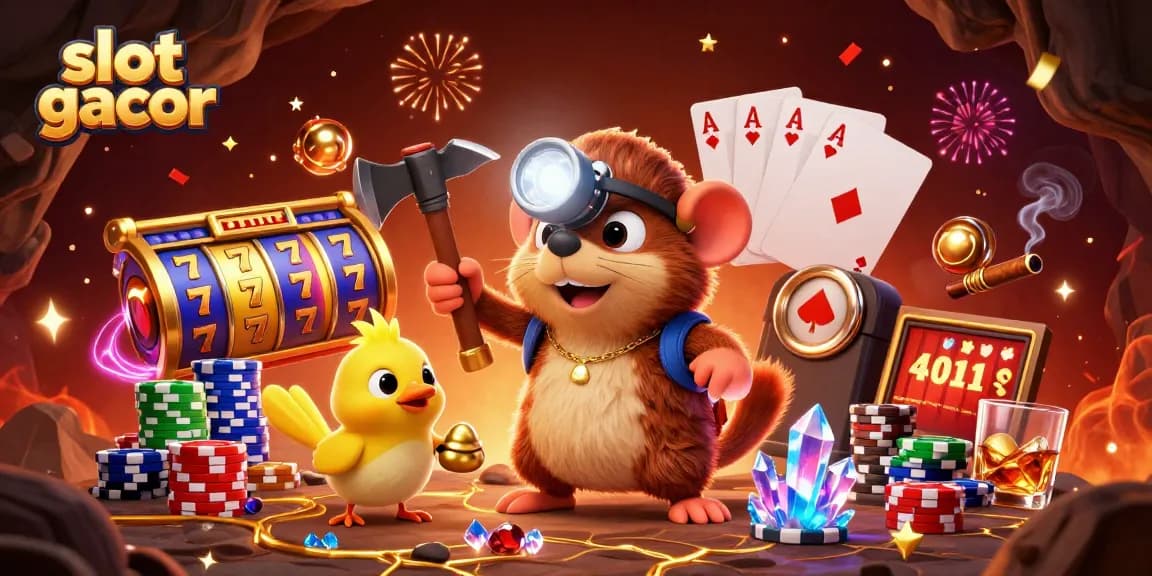 Experience the excitement of slot gacor with a vibrant scene of treasure and gaming action.