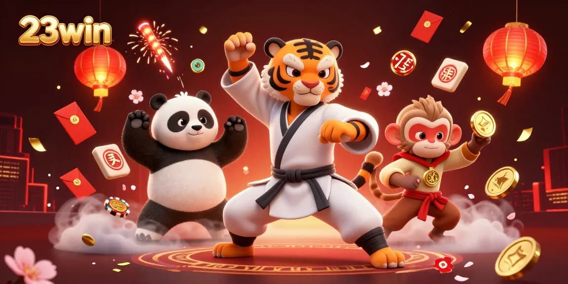 Experience the thrill of 23win casino gaming with vibrant characters and dynamic elements in a 3D scene.