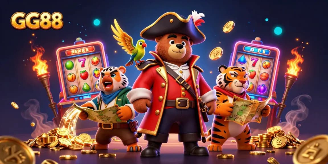 Spin the reels and win big with GG88's vibrant slot games featuring exciting jackpots and cartoon characters.