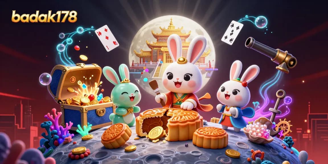 Play poker with badak178 as the moon rabbit celebrates with casino treasures!