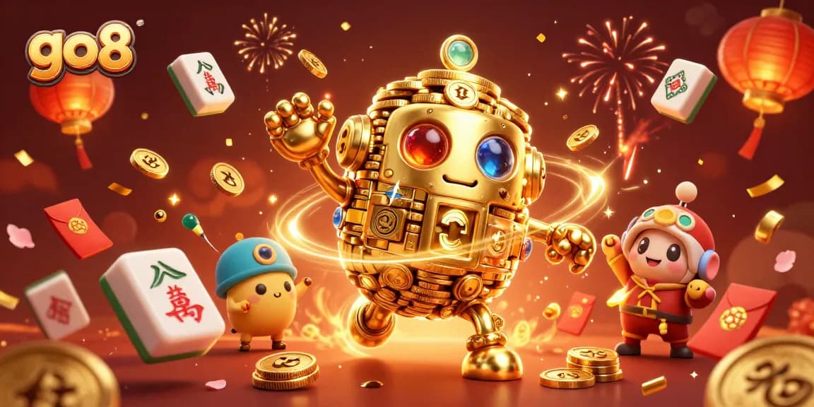 Engage with go8's thrilling casino adventures featuring a golden golem and festive game elements.