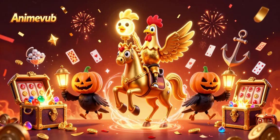 Engage in thrilling gameplay with Animevsub's vibrant casino scene featuring dynamic characters and luxurious elements.