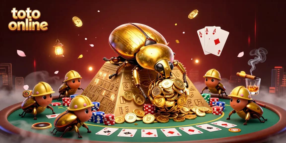 Menang dalam toto online dengan ilustrasi kasino unik dan simbol beruntung