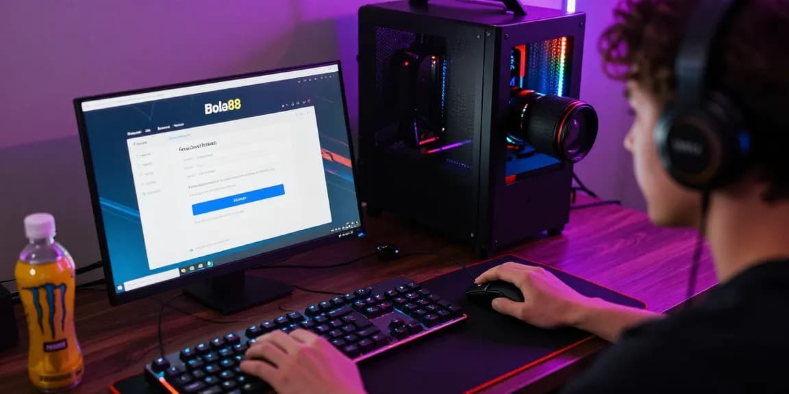 Withdraw Bola88 with ease in a dynamic online gaming setup, player focused on withdrawal options.