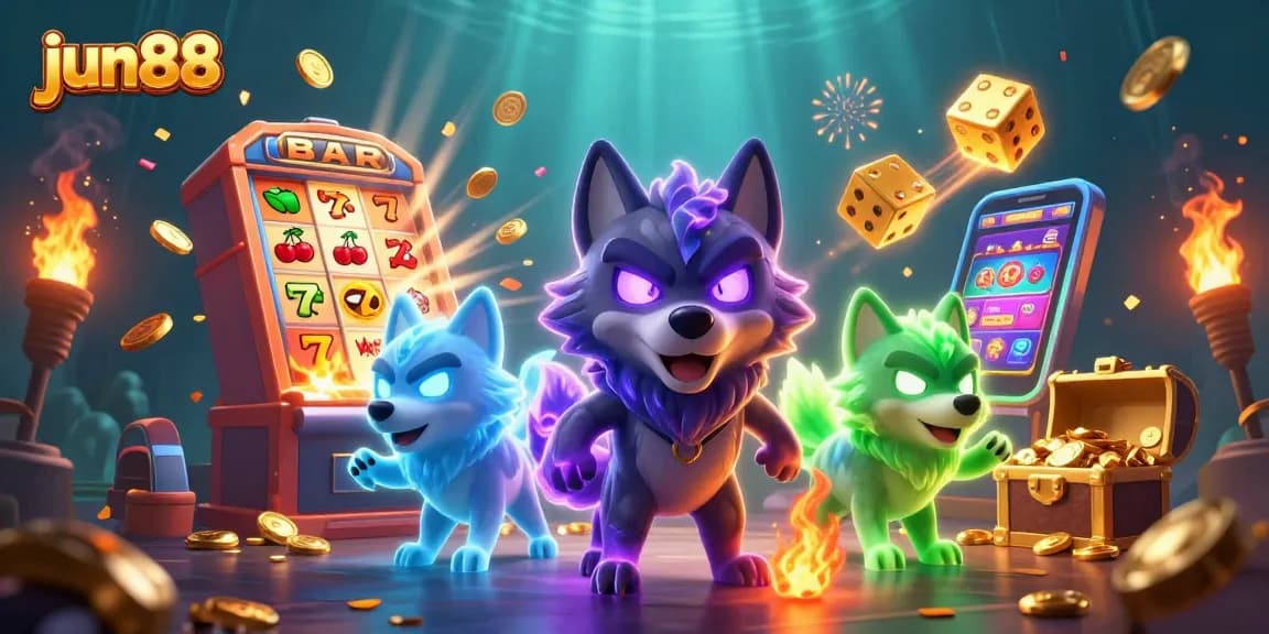 Experience thrilling gambling action with jun88 in this vibrant 3D casino scene featuring a jackpot explosion.