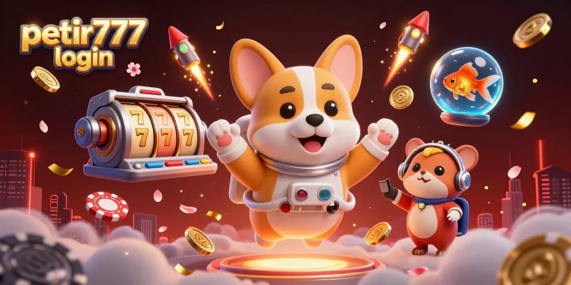 Engage with petir777 login as a playful astronaut corgi explores a space station casino filled with interactive elements.