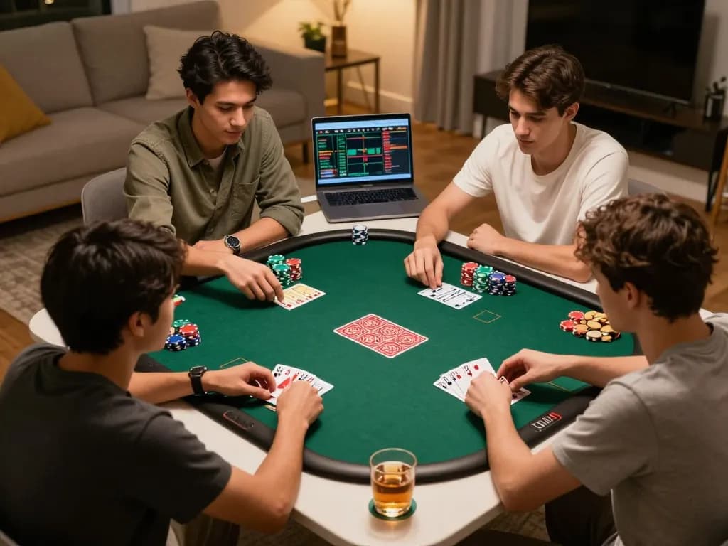 Players experience intense focus and strategy during a poker game at home, cm88b gaming essence.