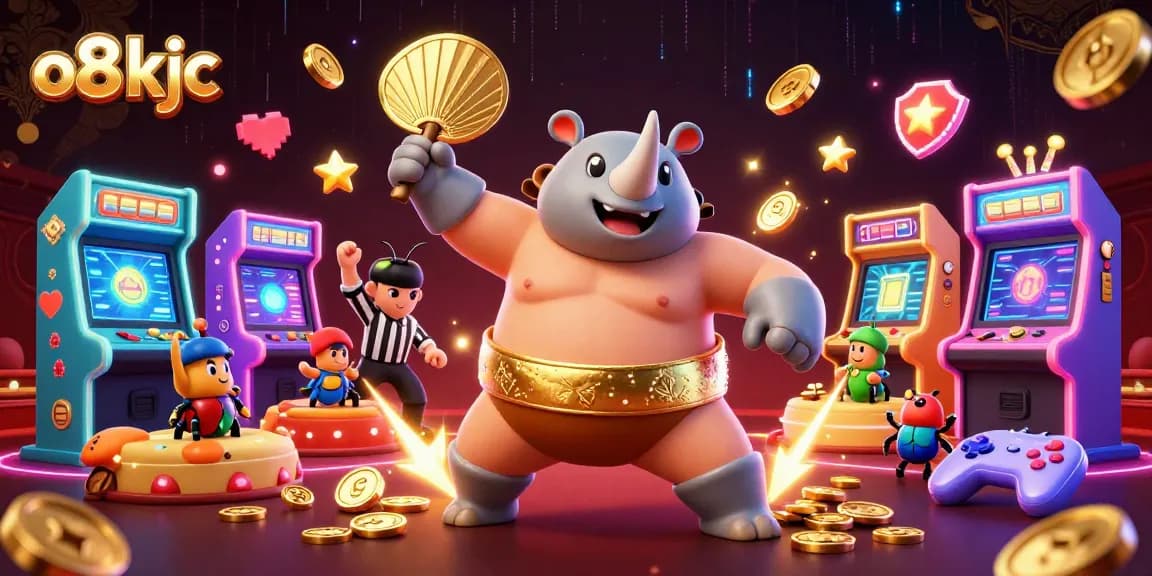 Experience thrilling wins at o8 kjc as the beetle sumo champion stomps coins amidst colorful gaming chaos.