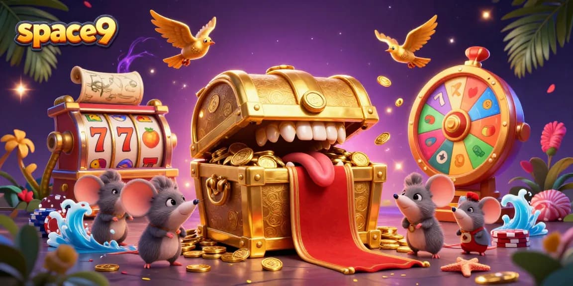 Engage with space9 casino slots, featuring vibrant slot reels, poker chips, and dynamic casino elements.