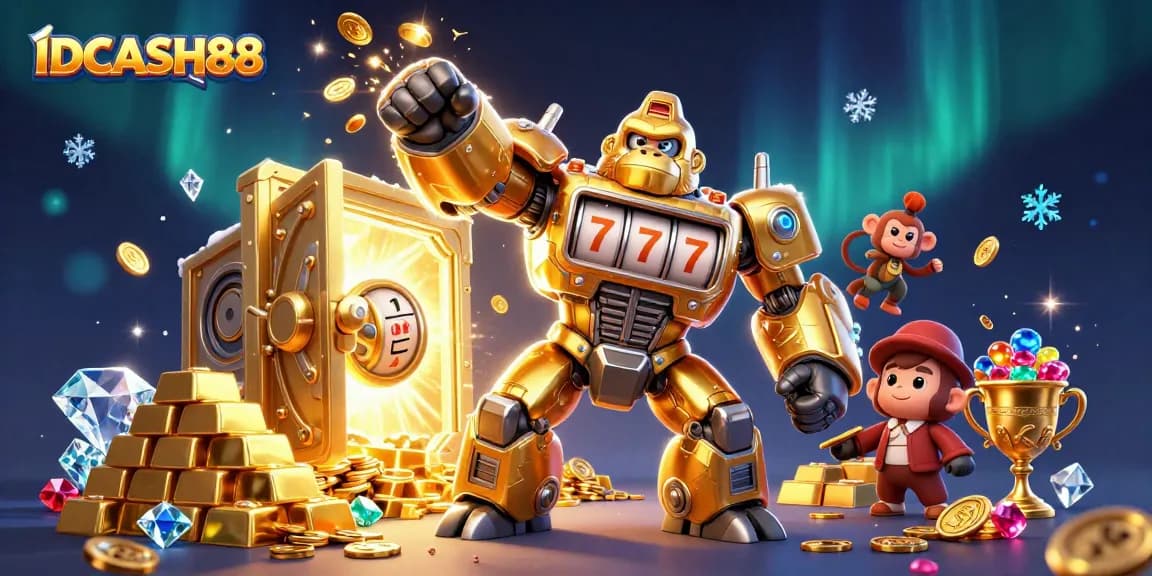 Experience thrilling gameplay with IDCASH88's dynamic golden mech and dazzling treasures.