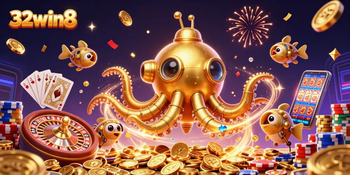 Experience thrilling wins with the 32win8 interactive kraken and golden casino treasures.