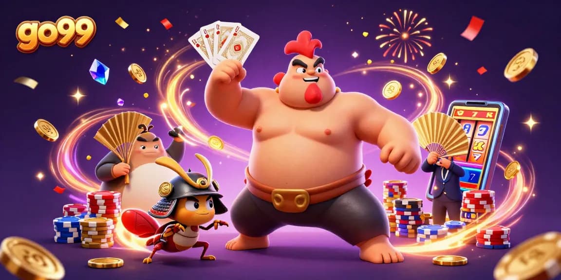 Experience exciting gameplay with go99 at this vibrant casino scene featuring dynamic characters and gaming elements.