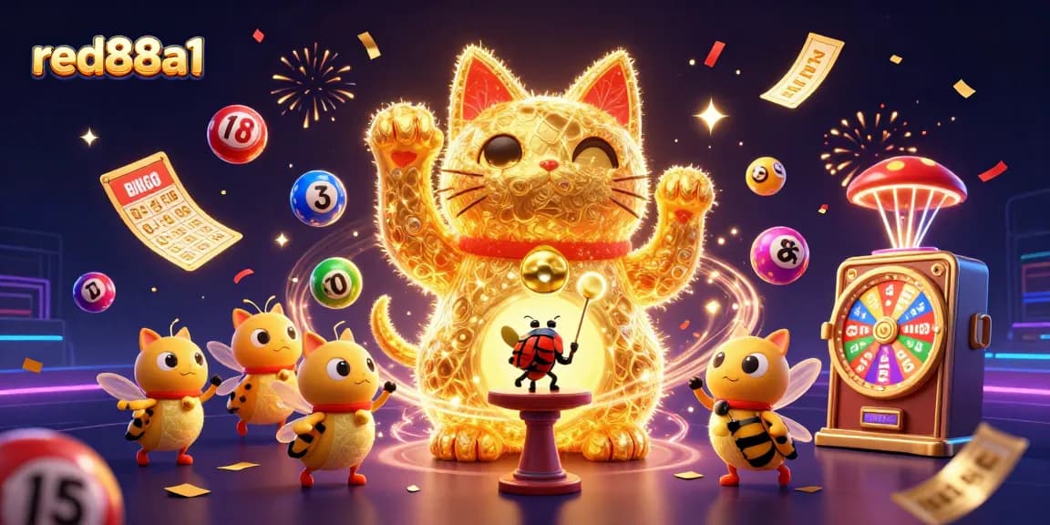 Experience big wins with red88a1's vibrant lucky cat and dynamic lottery elements.