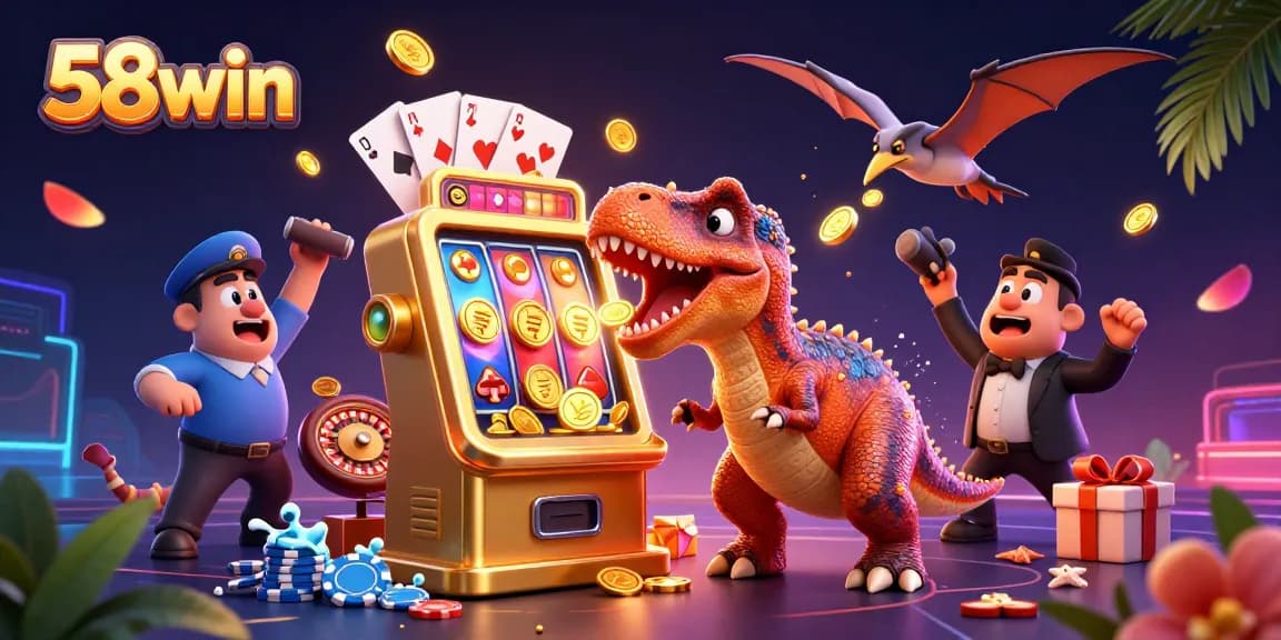 Experience winning big with 58win as a pachycephalosaurus bursts the slot machine for jackpot coins.