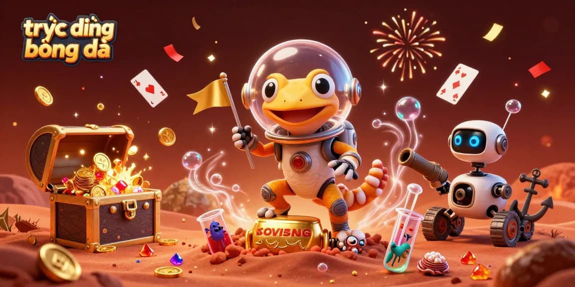 Experience trực tiếp bóng đá live from the exciting atmosphere of a vibrant alien casino with cheering characters.