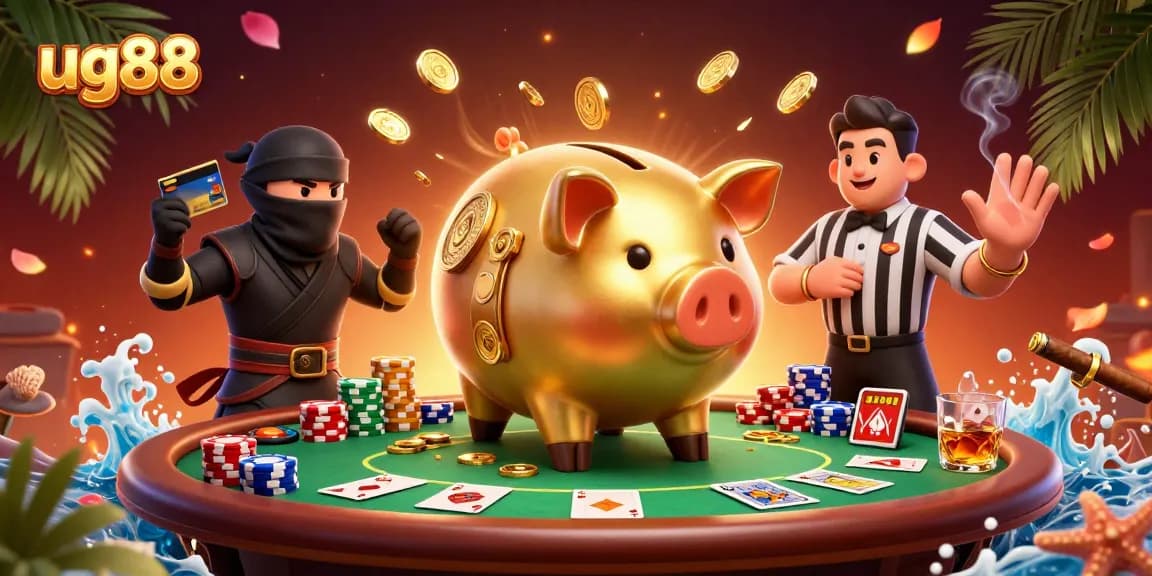 Experience the excitement of ug88 with a dynamic casino showdown featuring colorful poker elements.