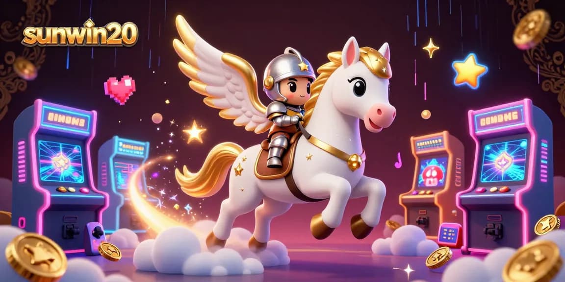 Engage with thrilling casino fun at sunwin20, featuring colorful gaming machines and a heroic knight.