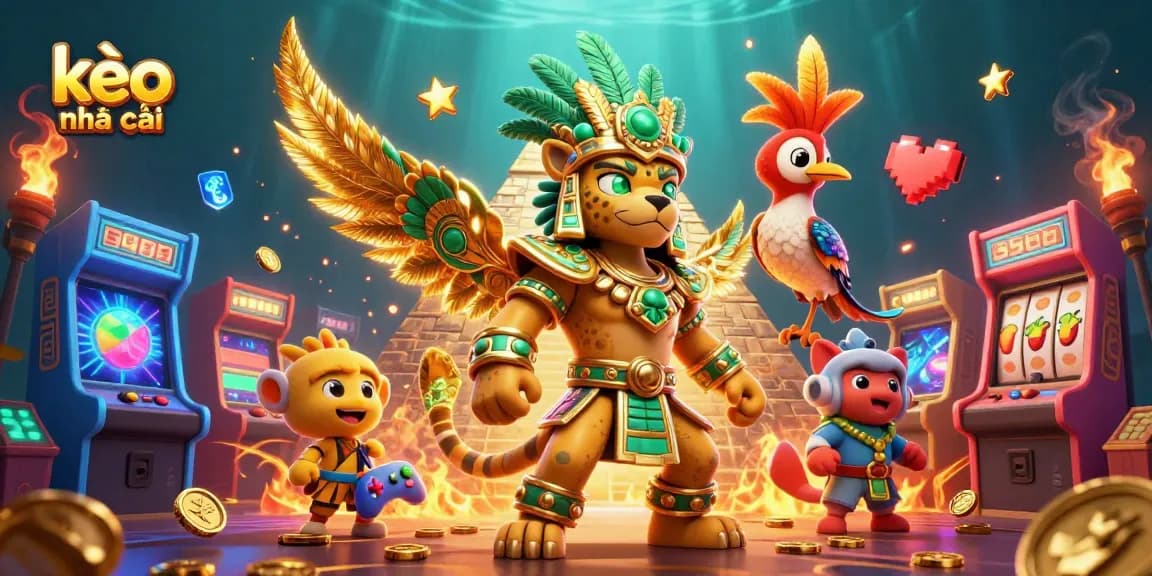 Experience thrilling casino action with kèo nhà cái featuring dynamic Mayan characters and slot elements.