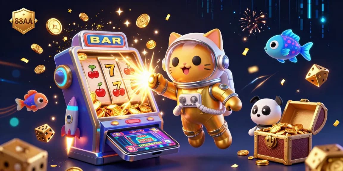 Experience the thrilling excitement of 88AA's casino games with a vibrant jackpot scene featuring animated slot elements.